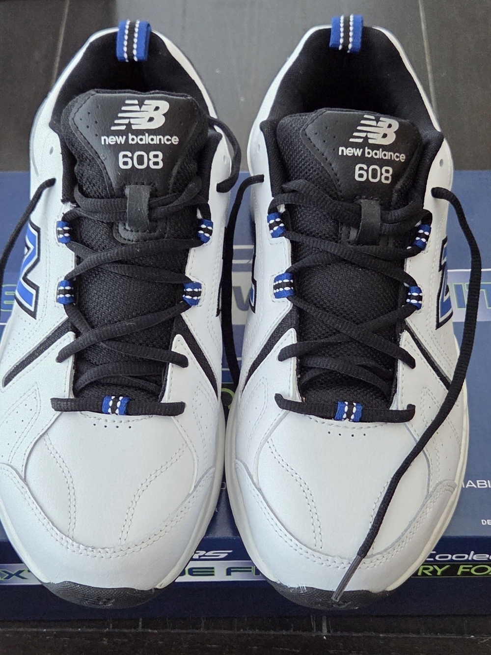 New Balance 608 Men's Sneakers White, Black, & Blue 10.5 4E MX608WR5